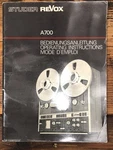 Studer Revox Model A700 A-700 Reel To Owners / User Manual *original*. Fixed Price $39.97.