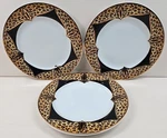 3) American Atelier Cheetah Salad Plates Set Vintage Elegant Gold Black Dish Lot. Fixed Price $46.87.