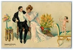 1910 Couple Romance Angel Bow And Arrow Flowers Alma Nebraska Posted Postcard. Fixed Price $9.72.