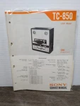 Sony TC-850 Reel To Service Manual Vintage Original Paperwork Usa Model. Fixed Price $29.99.