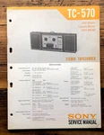 Sony TC-570 Reel To Service Manual *original*. Fixed Price $24.97.